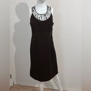 Merona Brown Sleeveless Dress with Embellished Neckline